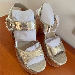 Dolce Vita Bobby Pearl Heels Vintage Gold Pearls